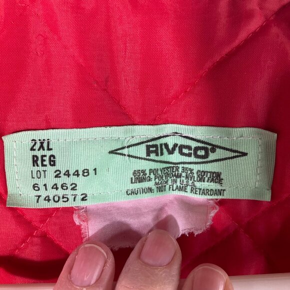Mens Vintage Rivco Insulated Work Utility Jacket Green Red 2XL Polyester Cotton - Picture 7 of 10